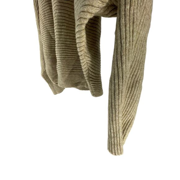 Khaki Ribbed Knit Pullover Crew Neck Long Sleeve Sweater Women's Size Small - Picture 4 of 6